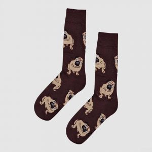 Dark Brown Pug Socks