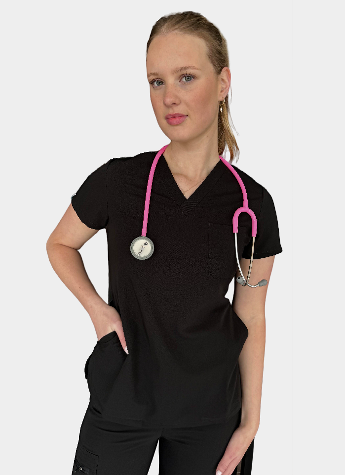 Nurse Black V Neck Top